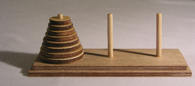 A model set of the Tower of Hanoi (with 8 disks)