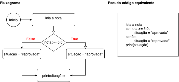 Figura 4.2: Exemplo de alternativa com execução mutuamente exclusiva para classificar um aluno